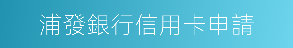 浦發銀行信用卡申請的同義詞