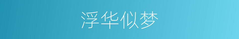 浮华似梦的同义词
