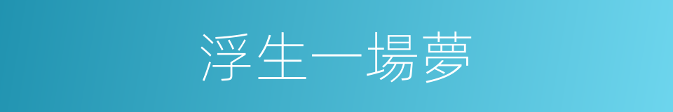 浮生一場夢的同義詞