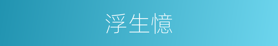 浮生憶的同義詞