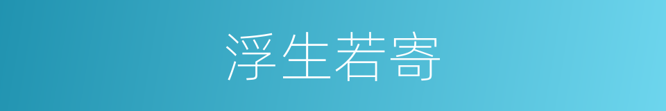 浮生若寄的意思