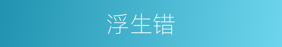 浮生错的同义词