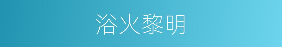 浴火黎明的同义词