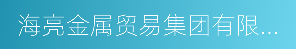 海亮金属贸易集团有限公司的同义词