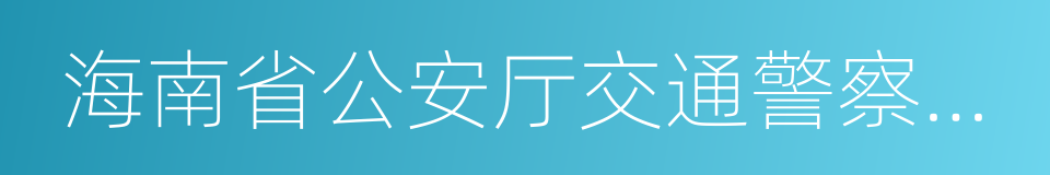 海南省公安厅交通警察总队的同义词