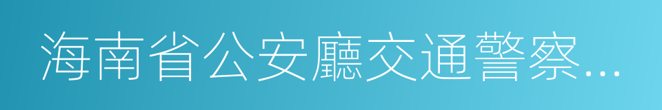 海南省公安廳交通警察總隊的同義詞