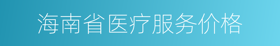 海南省医疗服务价格的同义词