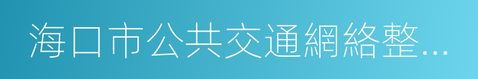 海口市公共交通網絡整合優化研究的同義詞