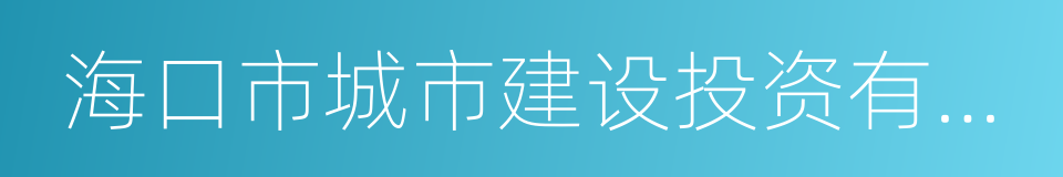 海口市城市建设投资有限公司的意思