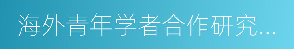 海外青年学者合作研究基金的同义词