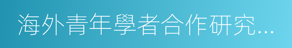 海外青年學者合作研究基金的同義詞