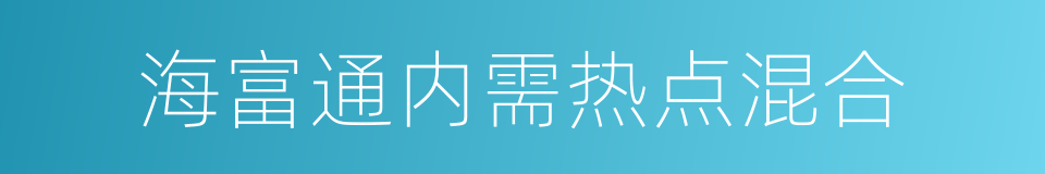 海富通内需热点混合的同义词