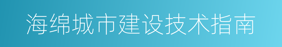 海绵城市建设技术指南的同义词