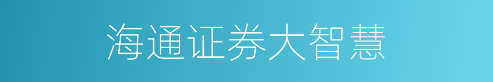 海通证券大智慧的同义词