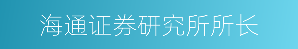 海通证券研究所所长的同义词