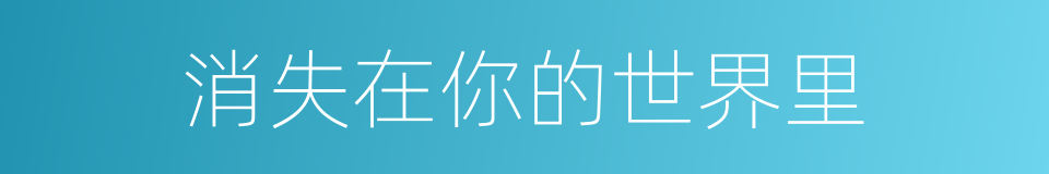 消失在你的世界里的同义词