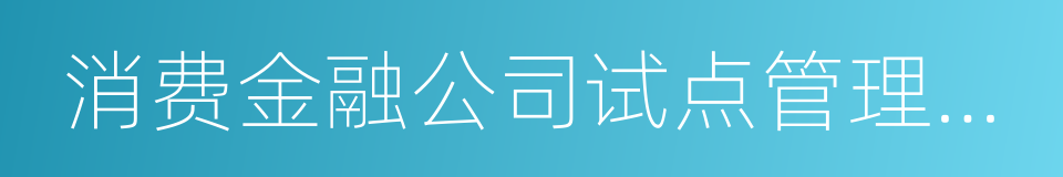 消费金融公司试点管理办法的同义词