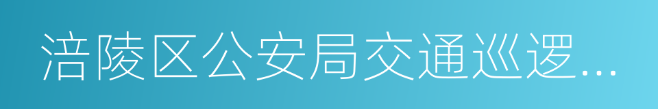 涪陵区公安局交通巡逻警察支队的同义词