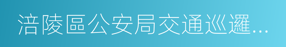 涪陵區公安局交通巡邏警察支隊的同義詞