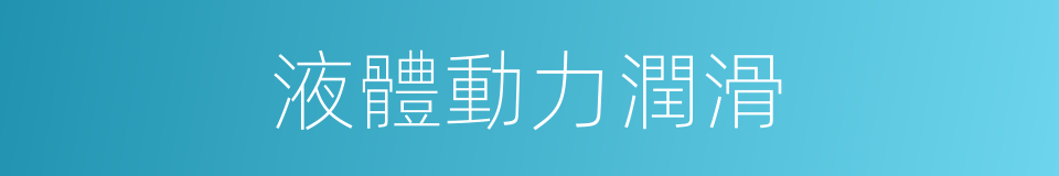 液體動力潤滑的同義詞
