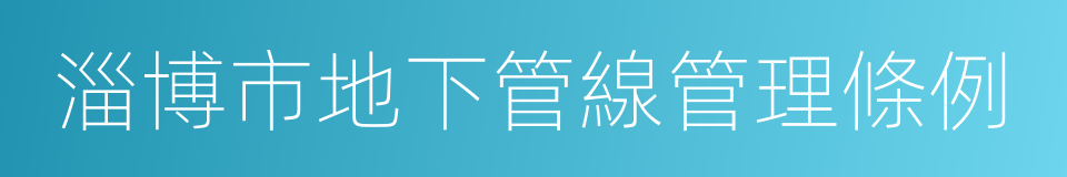 淄博市地下管線管理條例的同義詞
