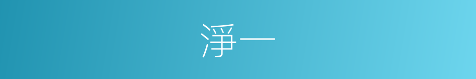 淨一的意思