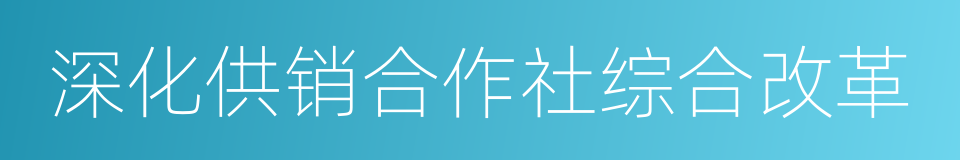 深化供销合作社综合改革的同义词