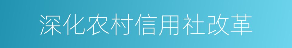 深化农村信用社改革的同义词