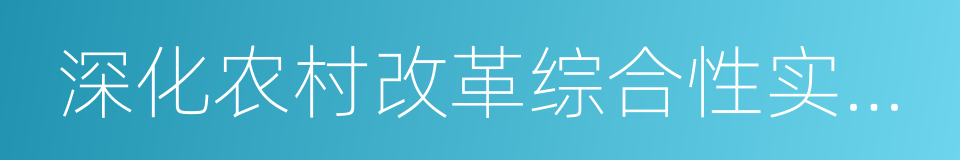 深化农村改革综合性实施方案的同义词