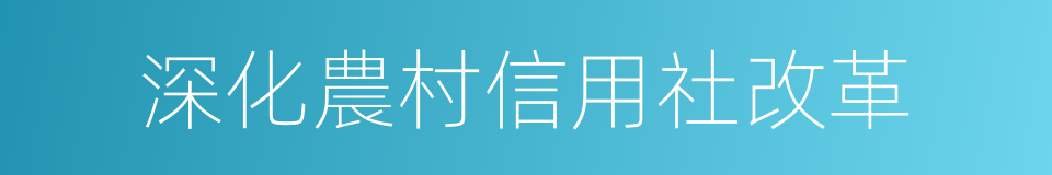 深化農村信用社改革的同義詞