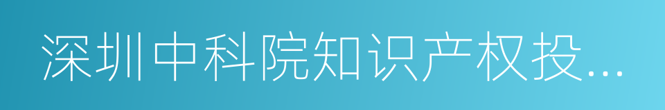 深圳中科院知识产权投资有限公司的同义词