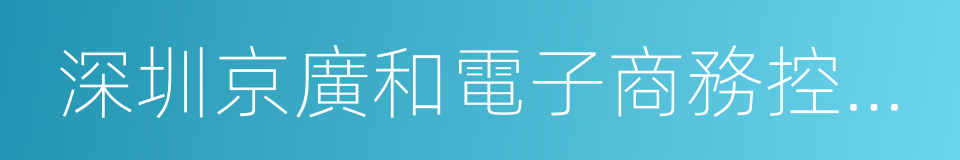 深圳京廣和電子商務控股有限公司的同義詞