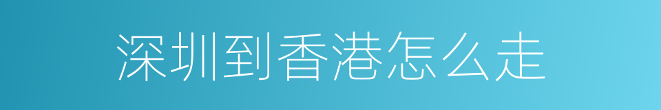 深圳到香港怎么走的同义词