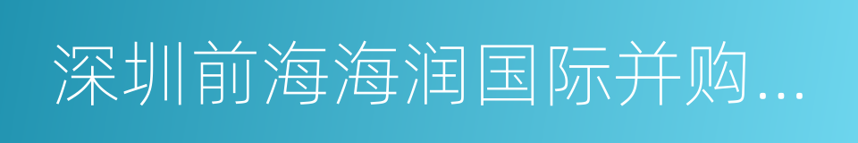 深圳前海海润国际并购基金管理有限公司的同义词