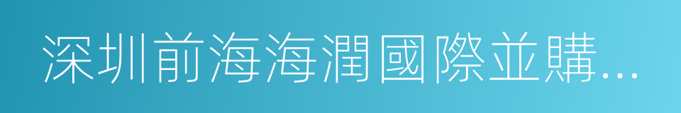 深圳前海海潤國際並購基金管理有限公司的同義詞