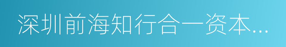 深圳前海知行合一资本管理有限公司的同义词