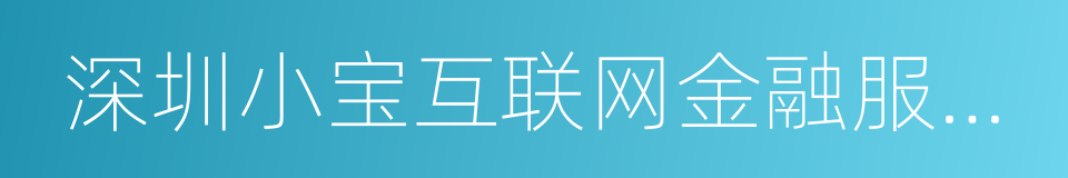 深圳小宝互联网金融服务有限公司的同义词