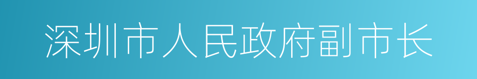 深圳市人民政府副市长的同义词