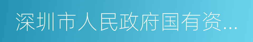 深圳市人民政府国有资产监督管理委员会的同义词