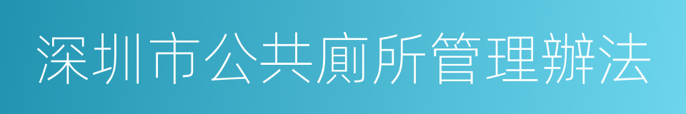 深圳市公共廁所管理辦法的意思