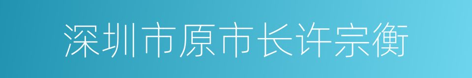 深圳市原市长许宗衡的同义词