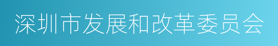 深圳市发展和改革委员会的意思