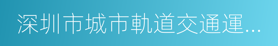 深圳市城市軌道交通運營管理辦法的同義詞