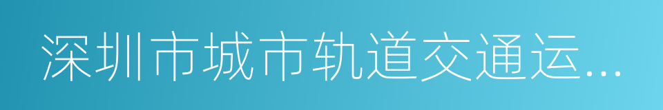 深圳市城市轨道交通运营管理办法的同义词