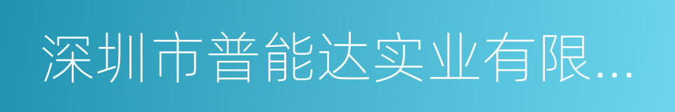 深圳市普能达实业有限公司的同义词