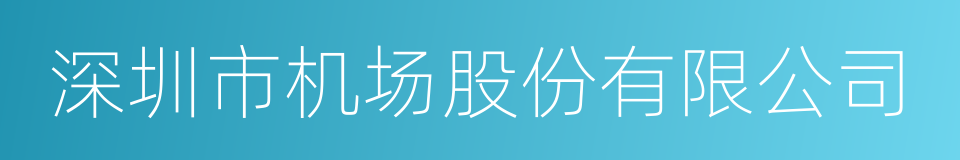 深圳市机场股份有限公司的意思