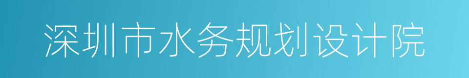 深圳市水务规划设计院的同义词