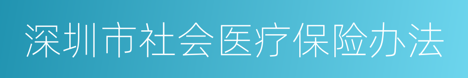 深圳市社会医疗保险办法的同义词