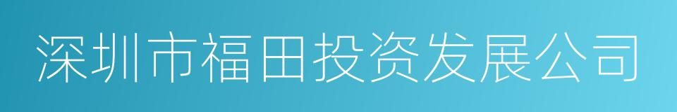 深圳市福田投资发展公司的同义词