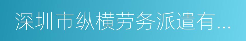 深圳市纵横劳务派遣有限公司的同义词